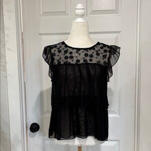 Ritual Black Sheer Ruffled Blouse